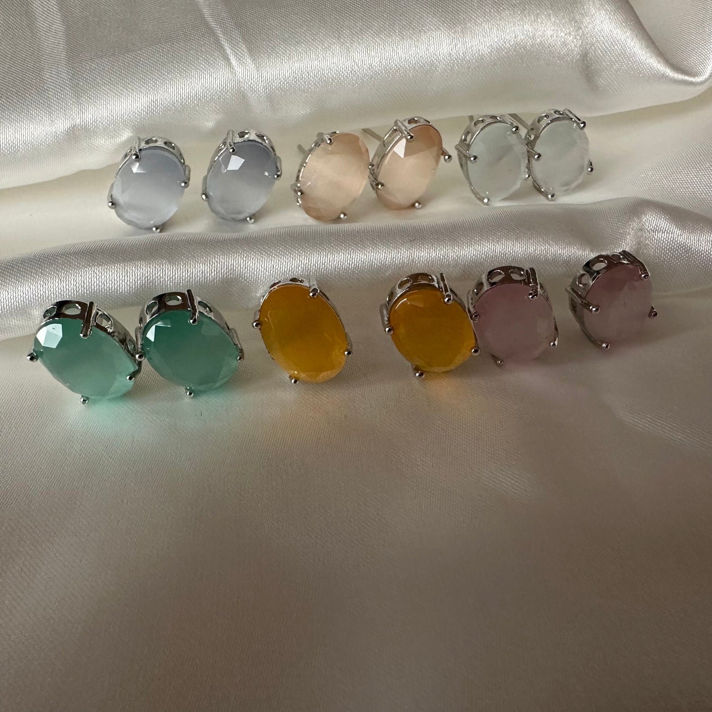 Oval Gemstone Studs