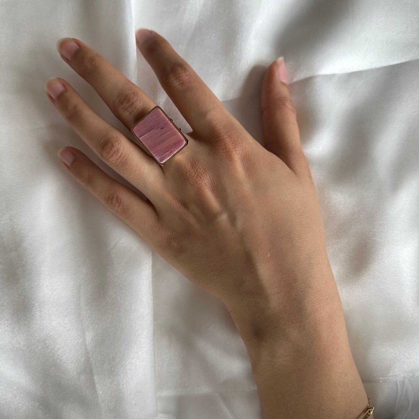 Adjustable Stone Ring - Square